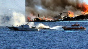 TURGUTREİS AÇIKLARINDA MOTOR YAT YANDI