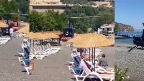 Marmaris’te plajda helikopter rezaleti !