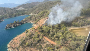 Fethiye Katrancı yangını söndürüldü soğutma çalışmaları devam ediyor.