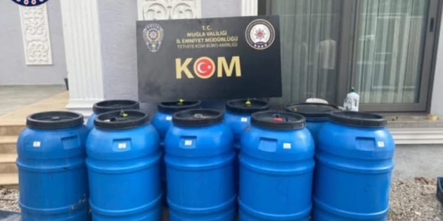 Muğla’da Etil Alkol ve Sahte Şarap Operasyonu, tam 2 ton yakalandı