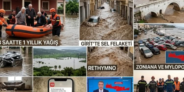 Girit Adası, tarihinin en büyük sel felaketlerinden birini yaşıyor.