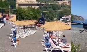 Marmaris’te plajda helikopter rezaleti !