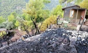 Göcekte Bungalov’da çıkan yangın ormana sıçradı