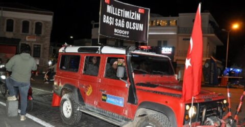 Bodrumlu Offroad tutkunları şehitleri unutmadı, onlar için  Bodrum caddelerini inletti